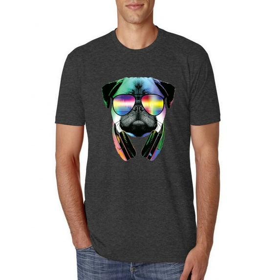 Wild Bobby, Colorful Pug DJ, Pop Culture, Men Premium Tri Blend Tee, Vintage Black, Small