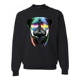 thumbnail image 1 of Wild Bobby, Colorful Pug DJ, Pop Culture, Unisex Crewneck Graphic Sweatshirt, Black, Small, 1 of 4