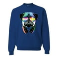 thumbnail image 1 of Wild Bobby, Colorful Pug DJ, Pop Culture, Unisex Crewneck Graphic Sweatshirt, Royal, X-Large, 1 of 4