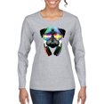thumbnail image 1 of Wild Bobby, Colorful Pug DJ, Pop Culture, Women Graphic Long Sleeve Tee, Heather Grey, X-Large, 1 of 4