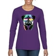thumbnail image 1 of Wild Bobby, Colorful Pug DJ, Pop Culture, Women Graphic Long Sleeve Tee, Purple, Large, 1 of 4