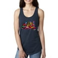 thumbnail image 1 of Wild Bobby, Colorful Rainbow Cat Animal Lover Ladies Racerback Tank Top, Navy, Small, 1 of 3