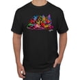thumbnail image 1 of Wild Bobby, Colorful Rainbow Cat Animal Lover Men's Graphic T-Shirt, Black, 4XL, 1 of 3