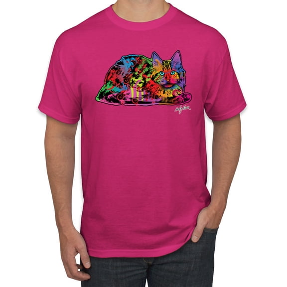 Wild Bobby, Colorful Rainbow Cat Animal Lover Men's Graphic T-Shirt, Fuschia, 2XL