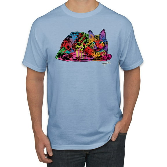 Wild Bobby, Colorful Rainbow Cat Animal Lover Men's Graphic T-Shirt, Light Blue, 3XL