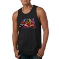 thumbnail image 1 of Wild Bobby, Colorful Rainbow Cat Animal Lover Mens Graphic Tank Top, Black, 2XL, 1 of 3