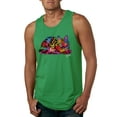 thumbnail image 1 of Wild Bobby, Colorful Rainbow Cat Animal Lover Mens Graphic Tank Top, Kelly, X-Large, 1 of 3