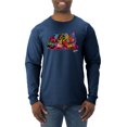 thumbnail image 1 of Wild Bobby, Colorful Rainbow Cat Animal Lover Mens Long Sleeve Shirt, Vintage Heather Navy, Medium, 1 of 3