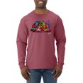 thumbnail image 1 of Wild Bobby, Colorful Rainbow Cat Animal Lover Mens Long Sleeve Shirt, Vintage Heather Red, Small, 1 of 3