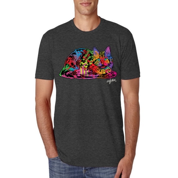 Wild Bobby, Colorful Rainbow Cat Animal Lover Mens Premium Tri Blend T-Shirt, Vintage Black, X-Large