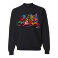 thumbnail image 1 of Wild Bobby, Colorful Rainbow Cat Animal Lover Unisex Crewneck Graphic Sweatshirt, Black, 4XL, 1 of 3