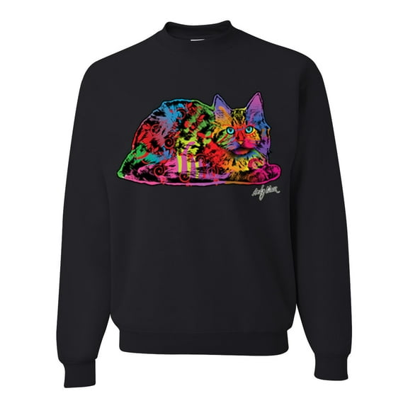 Wild Bobby, Colorful Rainbow Cat Animal Lover Unisex Crewneck Graphic Sweatshirt, Black, Medium