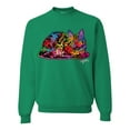 thumbnail image 1 of Wild Bobby, Colorful Rainbow Cat Animal Lover Unisex Crewneck Graphic Sweatshirt, Kelly, Large, 1 of 3