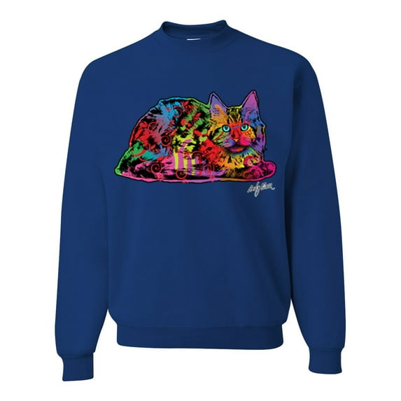 Wild Bobby, Colorful Rainbow Cat Animal Lover Unisex Crewneck Graphic Sweatshirt, Royal, Large