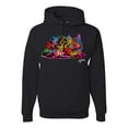thumbnail image 1 of Wild Bobby, Colorful Rainbow Cat Animal Lover Unisex Graphic Hoodie Sweatshirt, Black, Small, 1 of 3