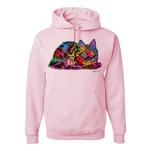 Wild Bobby, Colorful Rainbow Cat Animal Lover Unisex Graphic Hoodie Sweatshirt, Light Pink, X-Large