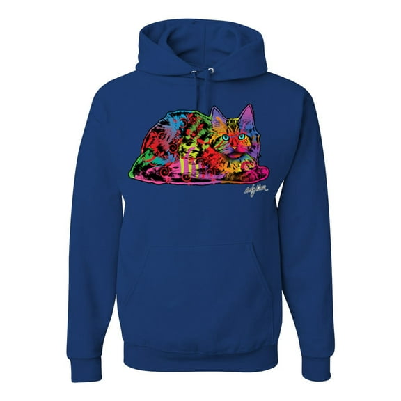 Wild Bobby, Colorful Rainbow Cat Animal Lover Unisex Graphic Hoodie Sweatshirt, Royal, 3XL
