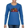 thumbnail image 1 of Wild Bobby, Colorful Rainbow Cat Animal Lover Womens Graphic Long Sleeve T-Shirt, Royal, Medium, 1 of 3