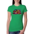 thumbnail image 1 of Wild Bobby, Colorful Rainbow Cat Animal Lover Womens Slim Fit Junior Tee, Kelly, Large, 1 of 3