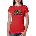 thumbnail image 1 of Colorful Rainbow Cat Animal Lover Womens Slim Fit Junior Tee, Red, Small, 1 of 3