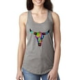 thumbnail image 1 of Wild Bobby, Colorful Rainbow Cow Bull Skull Animal Lover Ladies Racerback Tank Top, Heather Grey, Large, 1 of 3