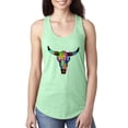 thumbnail image 1 of Wild Bobby, Colorful Rainbow Cow Bull Skull Animal Lover Ladies Racerback Tank Top, Mint, Large, 1 of 3