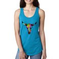 thumbnail image 1 of Wild Bobby, Colorful Rainbow Cow Bull Skull Animal Lover Ladies Racerback Tank Top, Turquoise, Medium, 1 of 3