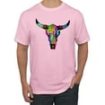 thumbnail image 1 of Wild Bobby, Colorful Rainbow Cow Bull Skull Animal Lover Men's Graphic T-Shirt, Light Pink, Medium, 1 of 3