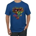 thumbnail image 1 of Wild Bobby, Colorful Rainbow Cow Bull Skull Animal Lover Men's Graphic T-Shirt, Royal, 2XL, 1 of 3