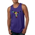 thumbnail image 1 of Wild Bobby, Colorful Rainbow Cow Bull Skull Animal Lover Mens Graphic Tank Top, Purple, Small, 1 of 3