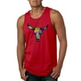 thumbnail image 1 of Wild Bobby, Colorful Rainbow Cow Bull Skull Animal Lover Mens Graphic Tank Top, Red, 2XL, 1 of 3