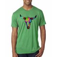 thumbnail image 1 of Wild Bobby, Colorful Rainbow Cow Bull Skull Animal Lover Mens Premium Tri Blend T-Shirt, Envy, Small, 1 of 3