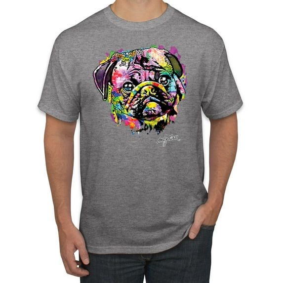 Wild Bobby, Colorful Rainbow Cute Pug Animal Lover Men's Graphic T-Shirt, Heather Grey, X-Large