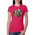 thumbnail image 1 of Wild Bobby, Colorful Rainbow Cute Pug Animal Lover Womens Slim Fit Junior Tee, Raspberry, X-Large, 1 of 3