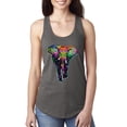 thumbnail image 1 of Wild Bobby, Colorful Rainbow Floral Elephant Animal Lover Ladies Racerback Tank Top, Dark Grey, Large, 1 of 3