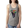thumbnail image 1 of Wild Bobby, Colorful Rainbow Floral Elephant Animal Lover Ladies Racerback Tank Top, Heather Grey, Small, 1 of 3