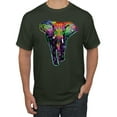 thumbnail image 1 of Wild Bobby, Colorful Rainbow Floral Elephant Animal Lover Men's Graphic T-Shirt, Forest Green, X-Large, 1 of 3