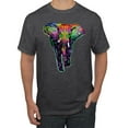 thumbnail image 1 of Wild Bobby, Colorful Rainbow Floral Elephant Animal Lover Men's Graphic T-Shirt, Heather Black, 5XL, 1 of 3