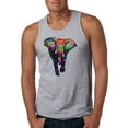 thumbnail image 1 of Wild Bobby, Colorful Rainbow Floral Elephant Animal Lover Mens Graphic Tank Top, Heather Grey, X-Large, 1 of 3