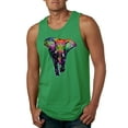 thumbnail image 1 of Wild Bobby, Colorful Rainbow Floral Elephant Animal Lover Mens Graphic Tank Top, Kelly, Small, 1 of 3