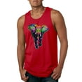 thumbnail image 1 of Wild Bobby, Colorful Rainbow Floral Elephant Animal Lover Mens Graphic Tank Top, Red, X-Large, 1 of 3