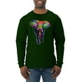 thumbnail image 1 of Wild Bobby, Colorful Rainbow Floral Elephant Animal Lover Mens Long Sleeve Shirt, Forest Green, 3XL, 1 of 3