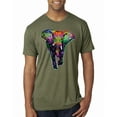 thumbnail image 1 of Wild Bobby, Colorful Rainbow Floral Elephant Animal Lover Mens Premium Tri Blend T-Shirt, Military Green, X-Large, 1 of 3