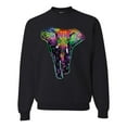 thumbnail image 1 of Wild Bobby, Colorful Rainbow Floral Elephant Animal Lover Unisex Crewneck Graphic Sweatshirt, Black, Small, 1 of 3