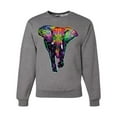 thumbnail image 1 of Wild Bobby, Colorful Rainbow Floral Elephant Animal Lover Unisex Crewneck Graphic Sweatshirt, Heather Grey, 3XL, 1 of 3