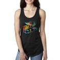thumbnail image 1 of Wild Bobby, Colorful Rainbow Moose Head Wildlife Animal Lover Ladies Racerback Tank Top, Black, Small, 1 of 3