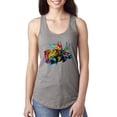 thumbnail image 1 of Wild Bobby, Colorful Rainbow Moose Head Wildlife Animal Lover Ladies Racerback Tank Top, Heather Grey, Small, 1 of 3