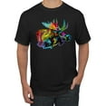 thumbnail image 1 of Wild Bobby, Colorful Rainbow Moose Head Wildlife Animal Lover Men's Graphic T-Shirt, Black, Small, 1 of 3