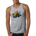 thumbnail image 1 of Wild Bobby, Colorful Rainbow Moose Head Wildlife Animal Lover Mens Graphic Tank Top, Heather Grey, 2XL, 1 of 3