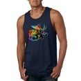 thumbnail image 1 of Wild Bobby, Colorful Rainbow Moose Head Wildlife Animal Lover Mens Graphic Tank Top, Navy, X-Large, 1 of 3